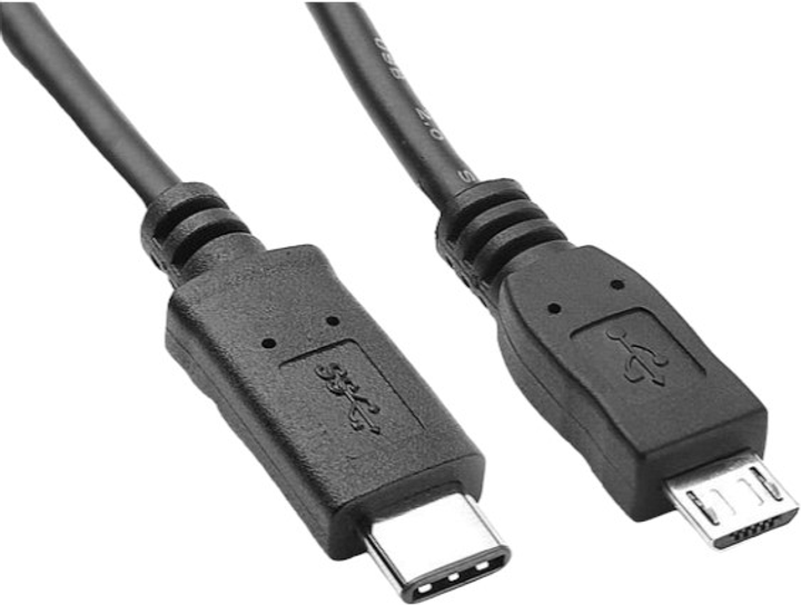 Kabel Gembird micro-USB 2.0 – USB Type-C 3.1 1 m Black (8716309086578) - obraz 1