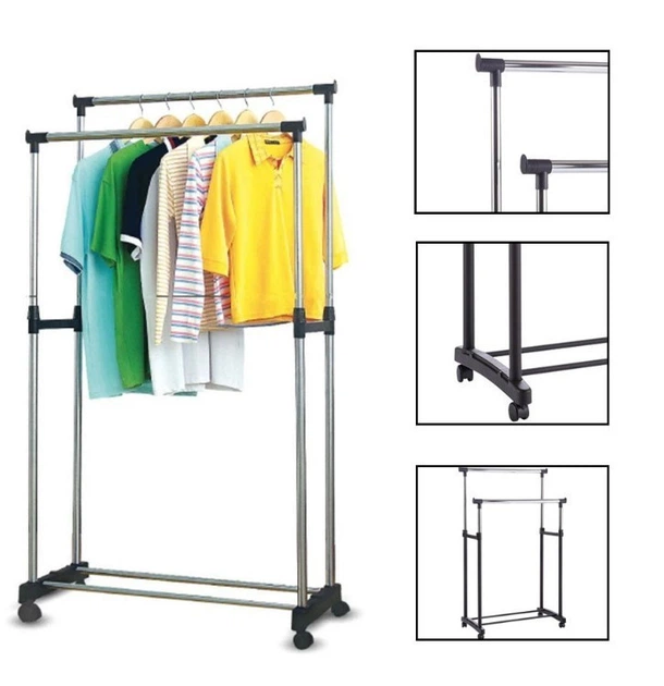 Телескопическая стойка-вешалка для одежды Double Pole Clothes Horse - изображение 3
