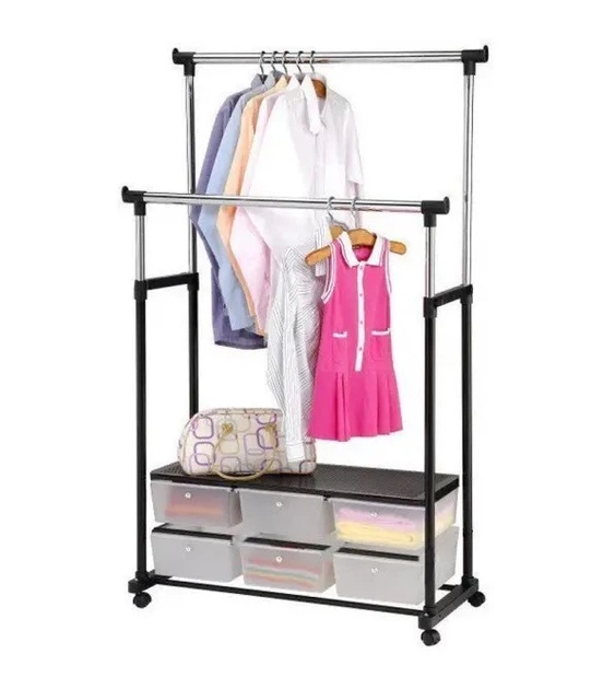 Телескопическая стойка-вешалка для одежды Double Pole Clothes Horse - изображение 5