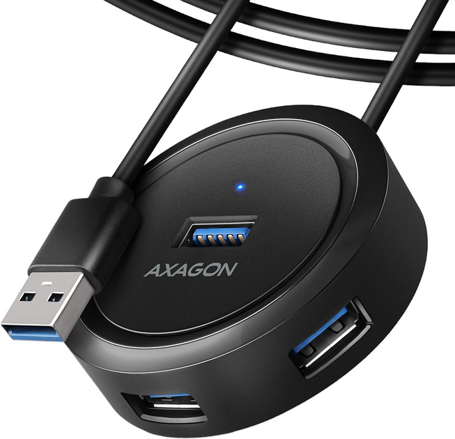 USB-хаб Axagon 4-портовий USB-A 3.2 Gen 1 + micro-USB 1.2 м (8595247906199) - зображення 1