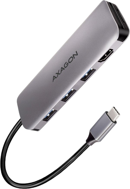 USB-hub Axagon 3 x USB-A + HDMI + SD/microSD + USB-C 3.2 Gen1 0.2 m (8595247907011) - obraz 1