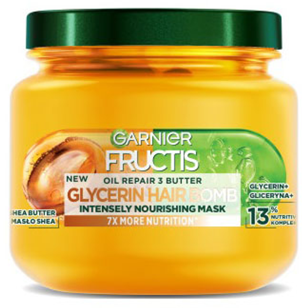 Маска для волосся Garnier Fructis Oil Repair 3 Butter Glycerin Hair Bomb живильна 320 мл (3600542542487) - зображення 1
