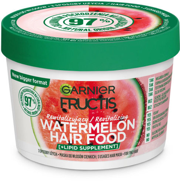 Маска для волосся Garnier Fructis Watermelon Hair Food відновлювальна 400 мл (3600542517843) - зображення 1