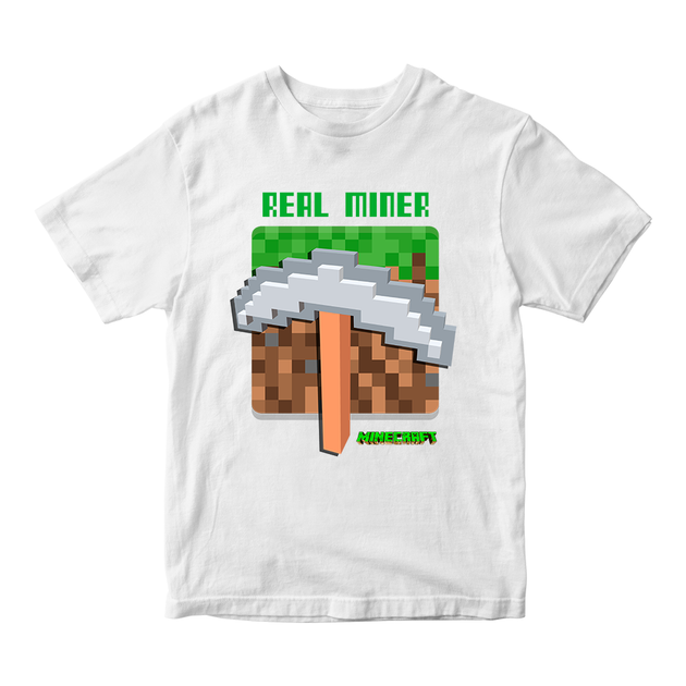 Футболка біла з принтом онлайн ігри Minecraft "Real Miner Кірка Minecraft" Кавун 9-10 ФП012043 - Фото 1 Футболка біла з принтом онлайн ігри Minecraft "Real Miner Кірка Minecraft" Кавун 9-10 ФП012043 - зображення 1