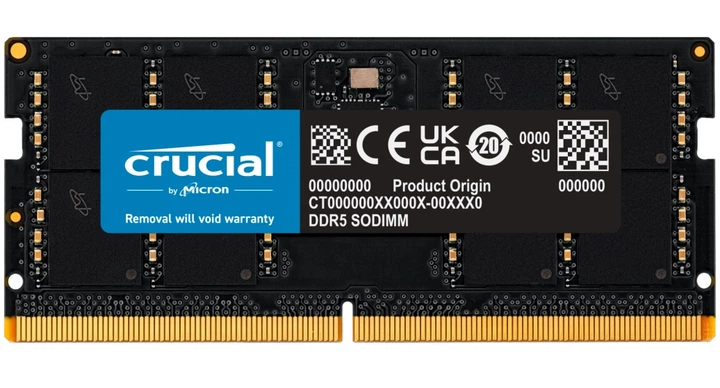 Crucial 32 GB SO-DIMM DDR5 4800 MHz (CT32G48C40S5)