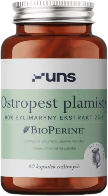 Suplement diety UNS Ostropest Plamisty + Bioperine 60 vegan kapsułek (5904238962589) - obraz 1