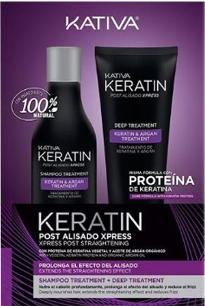 Zestaw do pielęgnacji włosów Kativa Keratin Post Smoothing Xpress szampon 250 ml + kuracja 200 ml (7750075052987) - obraz 1
