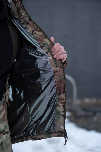 Мужская тактическая куртка с подкладкой Omni-Heat мультикам с липучками под шевроны L - изображение 2