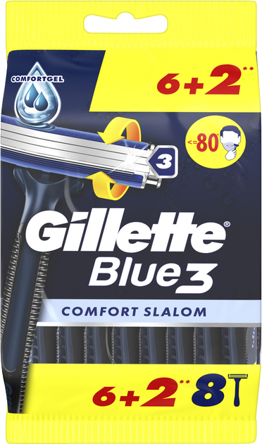 Одноразові станки для гоління (Бритви) чоловічі Gillette Blue 3 Comfort Slalom 8 шт (8006540808764) - зображення 2