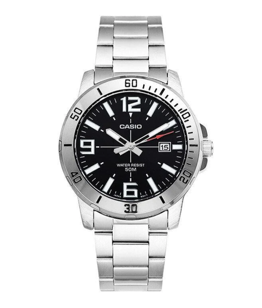 Мужские часы Casio MTP-VD01D-1B Черные с серебристым - изображение 5