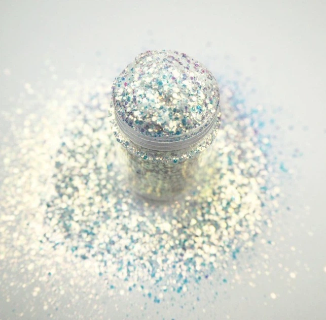 Білий мульти-глітер Lecente Golden White Multi Glitz Chunky Glitter (6,5 г) - зображення 2