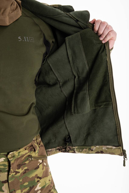 Военная водонепроницаемая дышащая теплая тактическая флиска-куртка Softshell XL(52-54) Мультикам - изображение 2