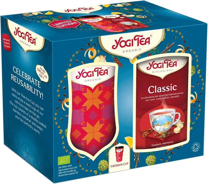 Zestaw Yogi Tea Herbatka ziołowa Classic 17 x 2 g + Kubek termiczny 350 ml (4012824723375) - obraz 1