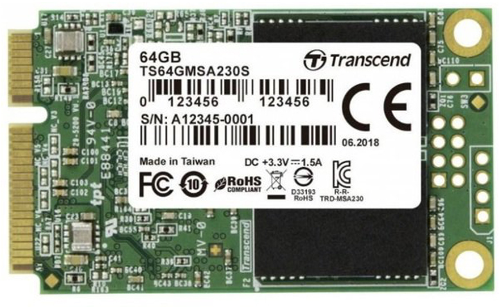 Dysk SSD Transcend 230S 64GB mSATA 3D NAND TLC (TS64GMSA230S) - obraz 1