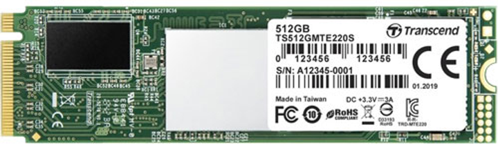 SSD диск Transcend MTE220S 512GB M.2 PCIe Gen 3.0 3D NAND (TS512GMTE220S) - зображення 1