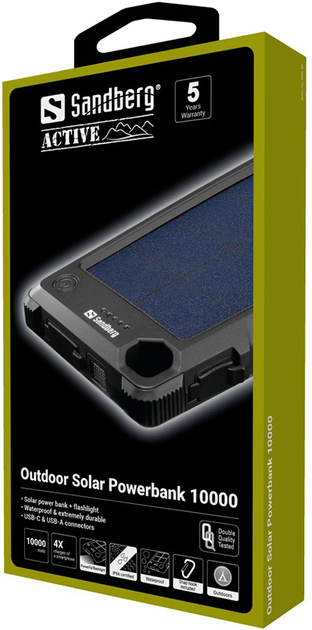 Powerbank solarny Sandberg Outdoor 10000 mAh Black (5705730420535) - obraz 3