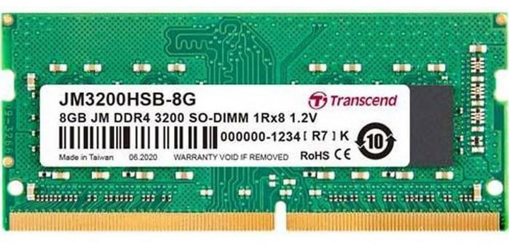 Оперативна пам'ять Transcend SODIMM DDR4-3200 8192MB PC4-25600 (JM3200HSB-8G) - зображення 1