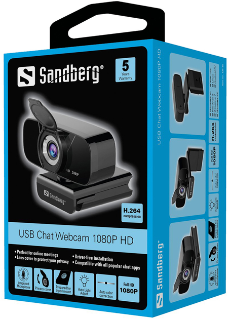 Веб-камера Sandberg Streamer Chat Webcam 1080P HD Black (5705730134159) - зображення 4