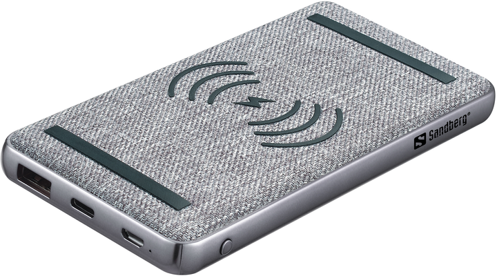 Powerbank Sandberg PD 20W Wireless QI 15W 10000 mAh Grey (5705730420610) - obraz 1