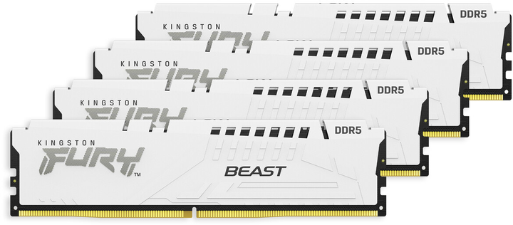 Оперативна пам'ять Kingston FURY DDR5-5200 131072MB PC5-41600 (Kit of 4x32768) Beast 2Rx8 White (KF552C40BWK4-128) - зображення 1