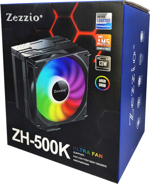 Кулер Zezzio ZH-500K ARGB Ultra Fan - изображение 7