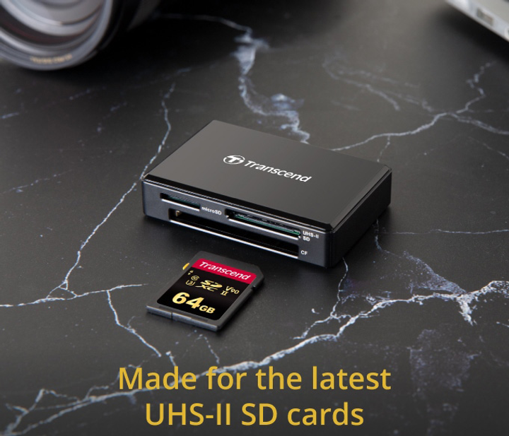 Кардрідер Transcend TS-RDF9K2 USB3.1 Gen1 All-in-1 Multi Card Reader UHS-II SD/microSD/CF - зображення 6