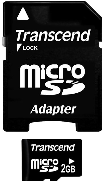 Карта пам'яті Transcend MicroSD 2GB + SD adapter (TS2GUSD) - зображення 1