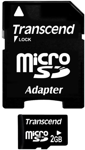 Karta pamięci Transcend MicroSD 2GB + adapter SD (TS2GUSD) - obraz 1