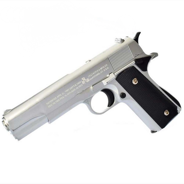Детский страйкбольный пистолет Desert Eagle 22 см, металлический на пластиковых пульках UKC 1911A Серебристый - изображение 2