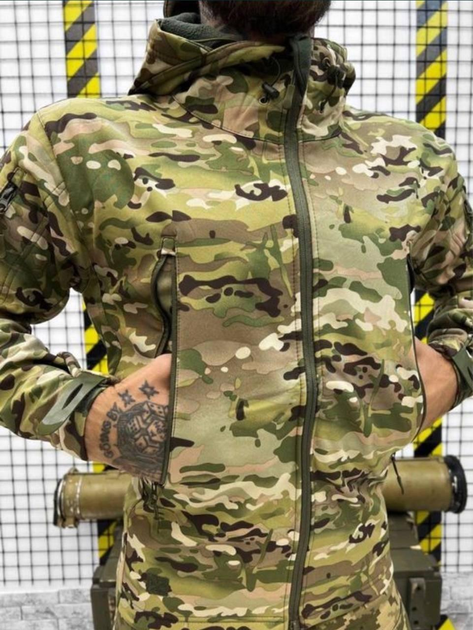 Військова Демісезонна Водонепроникна Дихаюча Тепла Тактична Фліска-Куртка Softshell 3XL Мультикам - зображення 2