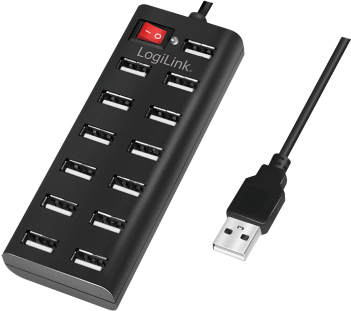 Hub USB LogiLink 13-portowy z zasilaczem 3.5 A Czarny (4052792006902) - obraz 1