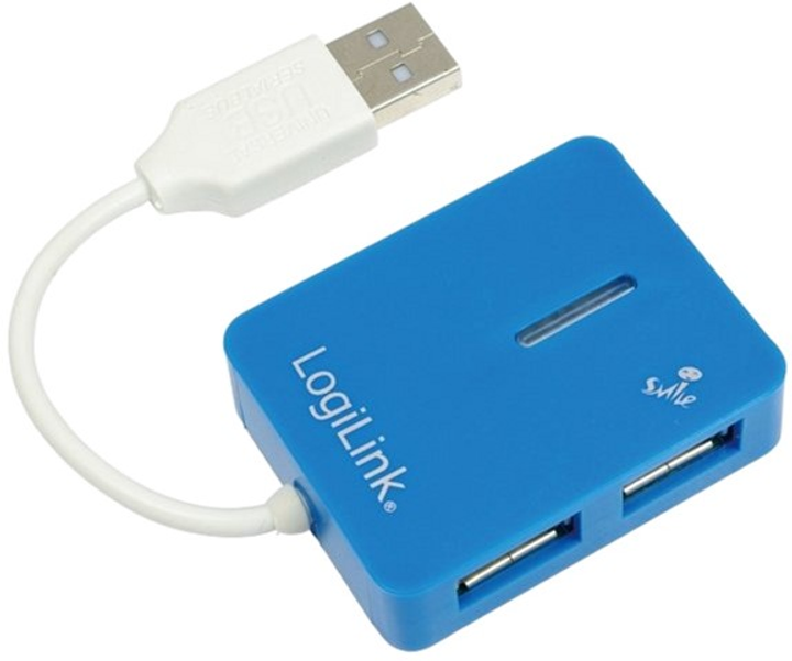 Hub USB LogiLink Smile 4-portowy USB 2.0 Błękitny (4052792007817) - obraz 1