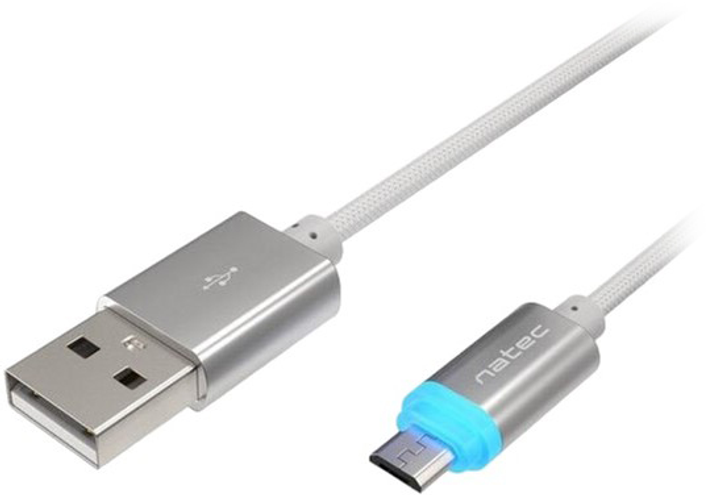 Kabel Natec Prati USB Micro - Type A 1 m Srebrny (5901969411744) - obraz 1