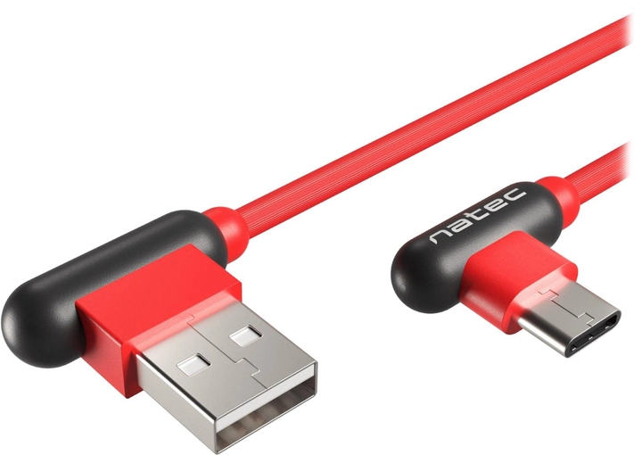 Kabel Natec Prati Angled USB Type C - Type A 1 m Czerwony (5901969411669) - obraz 1