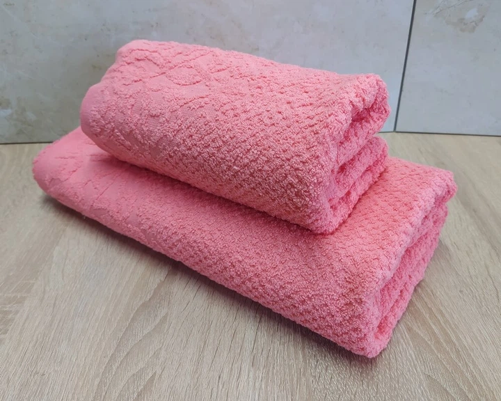 Набор турецких махровых полотенец Zeron 50х90+70х140 Damask 2 Pink - изображение 3