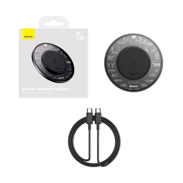 Безпровідна зарядка QI BASEUS Simple 2 Wireless Charger 15W Cluster Чорний (CCJJ050001) - Фото 8 Безпровідна зарядка QI BASEUS Simple 2 Wireless Charger 15W Cluster Чорний (CCJJ050001) - зображення 8