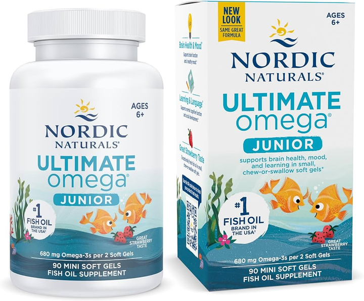 Омега-3 для юніорів, Nordic Naturals, Ultimate Omega Junior, зі смаком полуниці (680 мг), 90 капсул - зображення 1