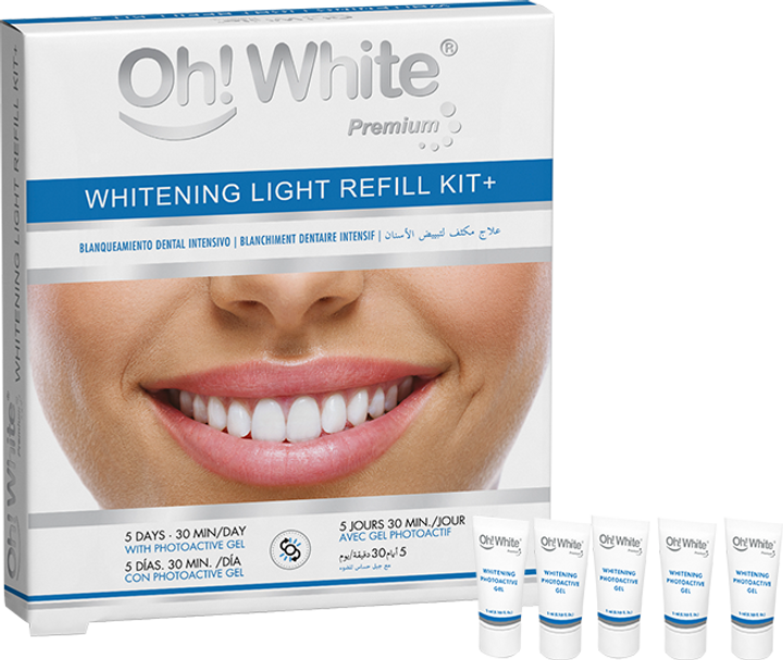 Гель для відбілювання зубів Oh! White Whitening Light Refill Kit + Фотоактивний гель 5 х 5 мл (8425402282557) - зображення 1