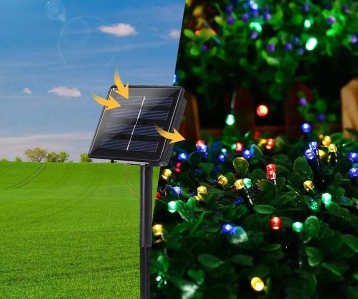 Гирлянда Мультицветная уличная FOYU FO-TA181 100 LED 10м 100 ламп аккумуляторная на солнечной панели - Фото 5 Гирлянда Мультицветная уличная FOYU FO-TA181 100 LED 10м 100 ламп аккумуляторная на солнечной панели - изображение 5