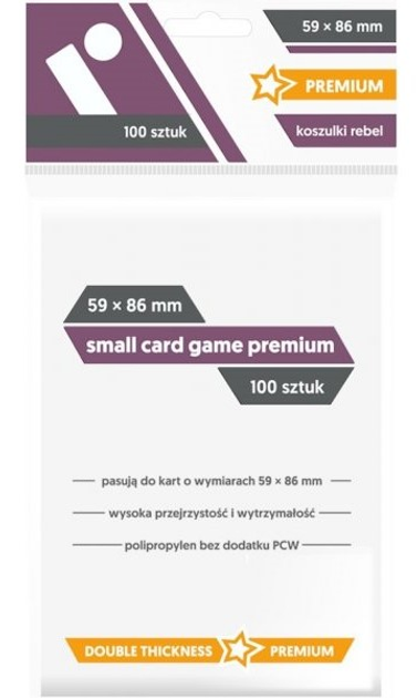 Koszulki na karty do gry Rebel Small Card Game Premium 59 x 86 mm 100 sztuk (5902650611931) - obraz 1