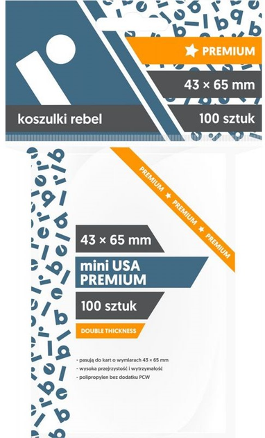 Чохли для гральних карт Rebel Mini USA Premium 43 x 65 мм 100 штук (5902650610477) - зображення 1