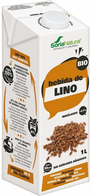 Упаковка лляного напою Soria Natural Bebida De Lino 3 x 1 л (8422947900335) - зображення 2