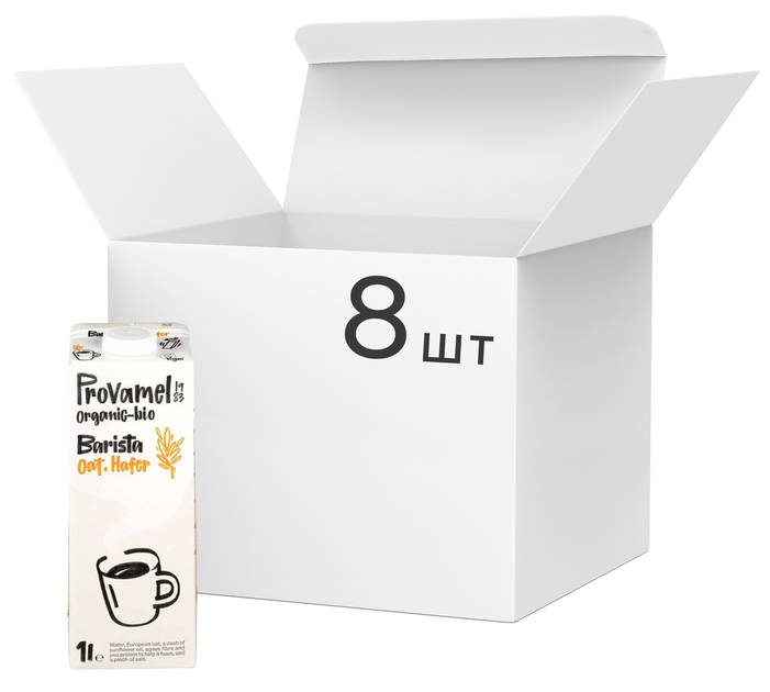 Упаковка вівсяного напою Provamel Barista Oatmeal 8 х 1 л (5411188130079) - зображення 1
