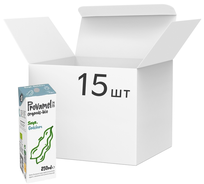 Упаковка соєвого напою Provamel Calcium Soya Drink 15 х 250 мл (5411188125464) - зображення 1