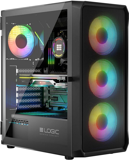 Obudowa komputerowa Logic Concept Portos Mesh+Glass ARGB fans 4x120 mm Black (AT-PORTOS-10-0000000-0002) - obraz 1