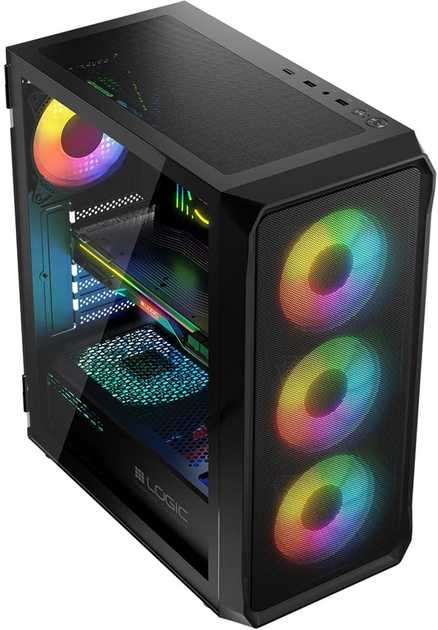 Obudowa komputerowa Logic Concept Portos Mesh+Glass ARGB fans 4x120 mm Black (AT-PORTOS-10-0000000-0002) - obraz 11
