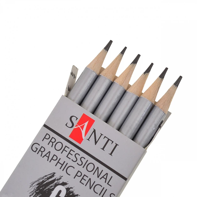 Набір чорнографітних олівців Santi Highly Pro 6 шт (742382) - Фото 3 Набір чорнографітних олівців Santi Highly Pro 6 шт (742382) - зображення 3
