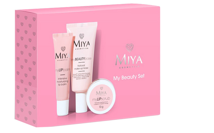Набір для догляду за обличчям Miya Cosmetics My Beauty скраб для губ 10 г + бальзам для губ 15 мл + основа під макіяж 30 мл (5904804150419) - зображення 1