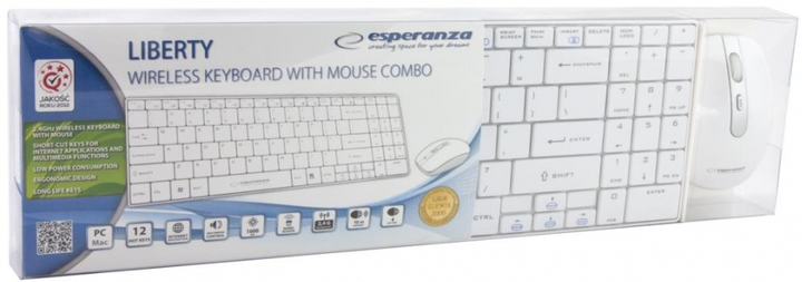 Комплект бездротовий клавіатура та миша Esperanza Liberty Білий EK122W (5901299901991) - зображення 4