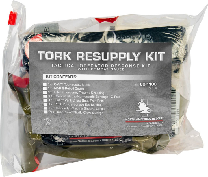 Аптечка индивидуальная NAR "TORK Resupply Kit Basic with Combat Gauze" 80-1103 (2000980615032) - изображение 1